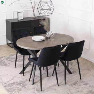   Kihúzható étkezőasztal 80–160 cm méretben, beton/fekete színben DORIAN
