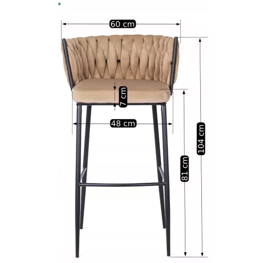 Bárszék bézs bársony, FLORES