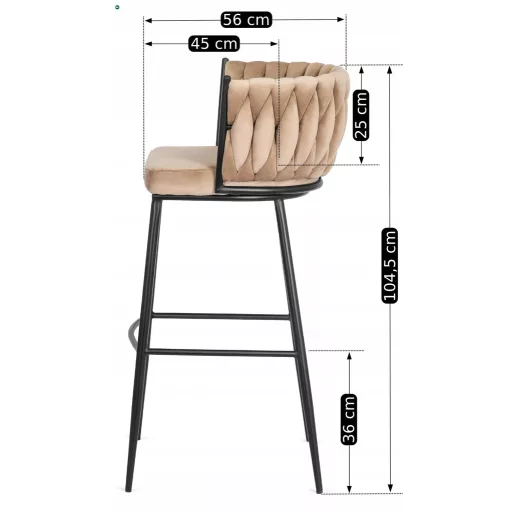 Bárszék bézs bársony, FLORES