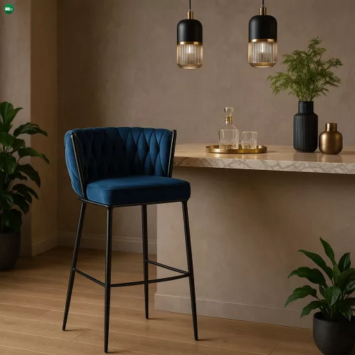 Bárszék sötétkék bársony, FLORES