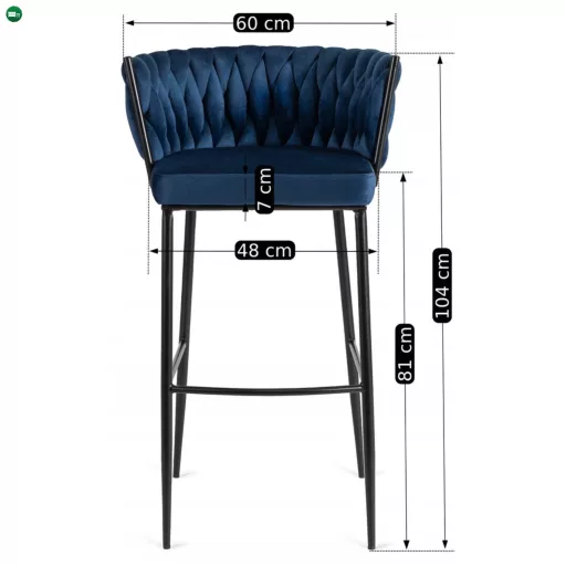 Bárszék sötétkék bársony, FLORES