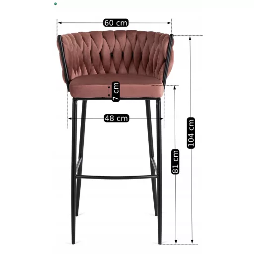 Bárszék rózsaszín bársony, FLORES