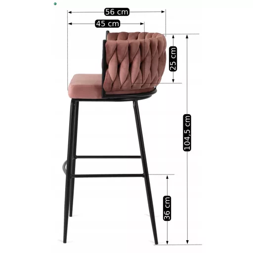 Bárszék rózsaszín bársony, FLORES