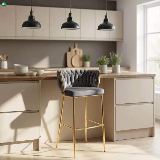 Bárszék szürke bársony, FLORES