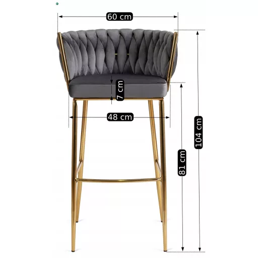 Bárszék szürke bársony, FLORES