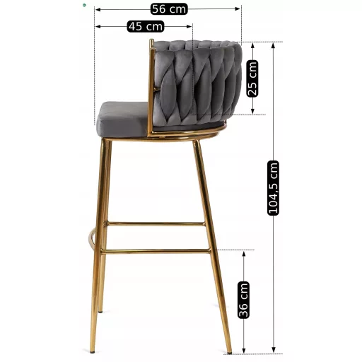 Bárszék szürke bársony, FLORES