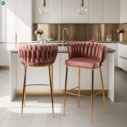 Bárszék rózsaszín bársony, FLORES