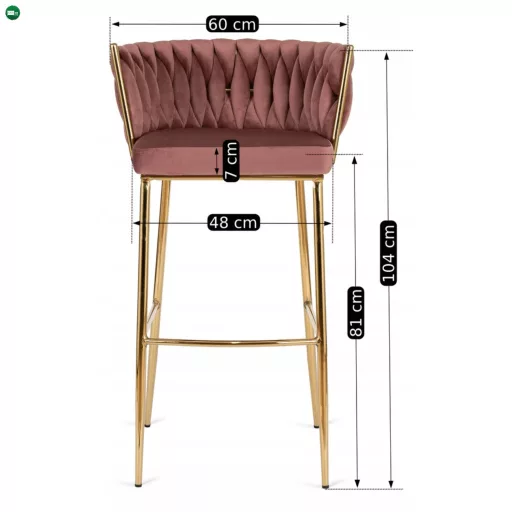 Bárszék rózsaszín bársony, FLORES