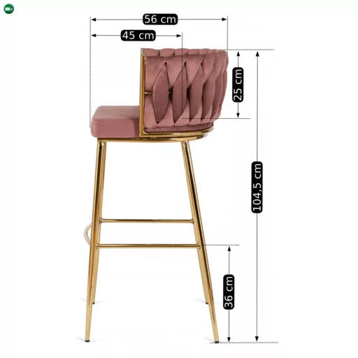 Bárszék rózsaszín bársony, FLORES