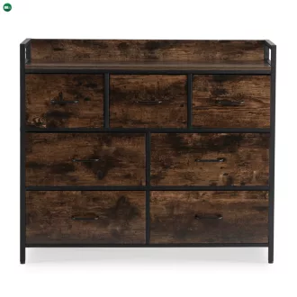   Fiókos komód rusztikus tölgy/fekete színben, 98 cm, HUDSON