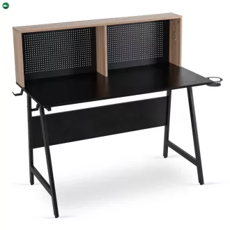 ICE gamer íróasztal 138,5 cm, fekete/sonoma tölgy