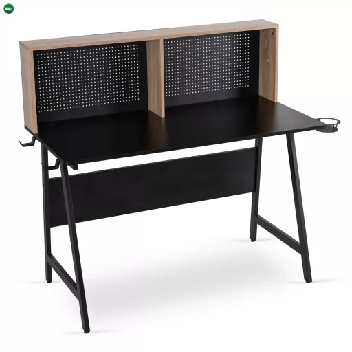 ICE gamer íróasztal 138,5 cm, fekete/sonoma tölgy