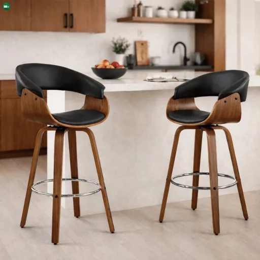 Elegáns forgó bárszék fekete Eko-bőr kárpittal. JERSEY