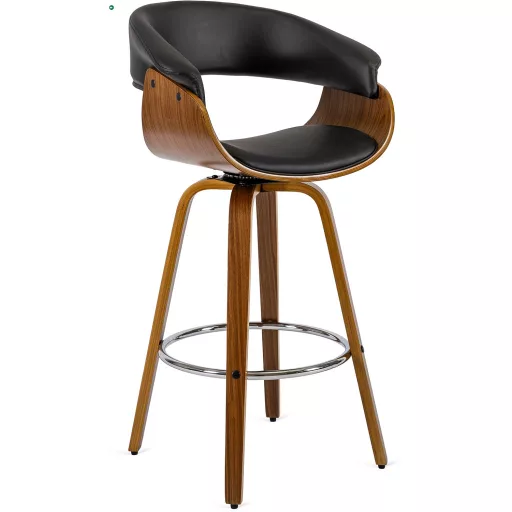 Elegáns forgó bárszék fekete Eko-bőr kárpittal. JERSEY