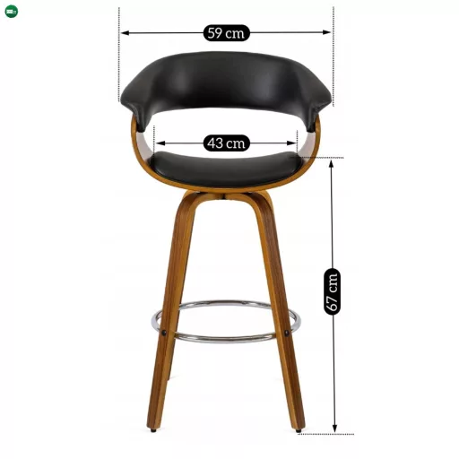 Elegáns forgó bárszék fekete Eko-bőr kárpittal. JERSEY