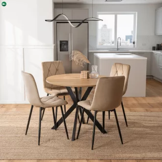   Étkezőasztal 90 cm méretben, arany tölgy/fekete színben LAUREN