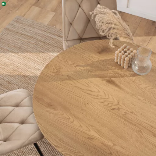 Étkezőasztal 90 cm méretben, arany tölgy/fekete színben LAUREN