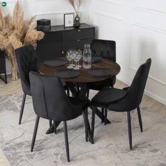 Étkezőasztal 90 cm méretben, dió/fekete színben LAUREN