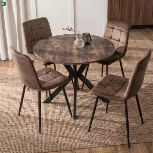 Étkezőasztal 90 cm méretben, rusztikus tölgy/fekete színben LAUREN