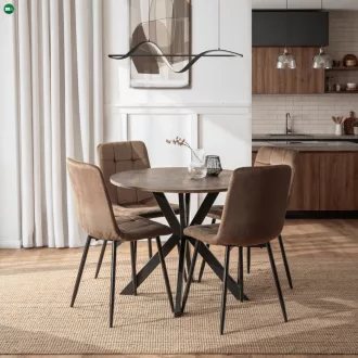   Étkezőasztal 90 cm méretben, rusztikus tölgy/fekete színben LAUREN