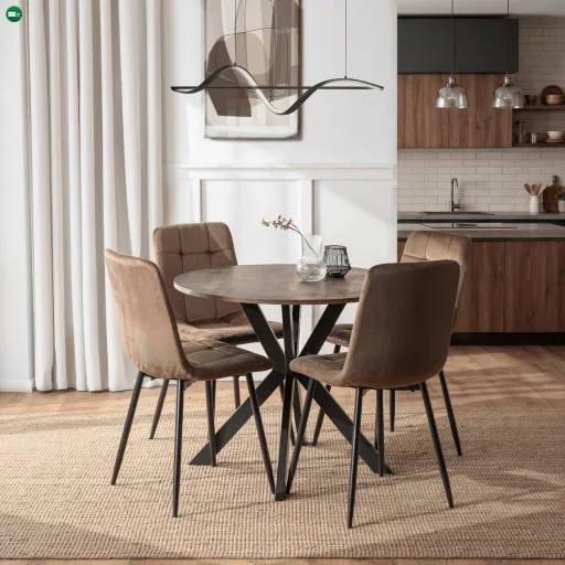 Étkezőasztal 90 cm méretben, rusztikus tölgy/fekete színben LAUREN