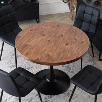   Étkezőasztal 100 cm méretben, rusztikus tölgy/fekete színben LINO
