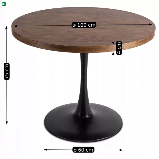 Étkezőasztal 100 cm méretben, rusztikus tölgy/fekete színben LINO