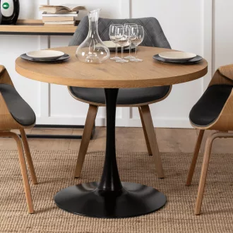   Étkezőasztal 100 cm arany tölgy / fekete színkombinációban – LINO
