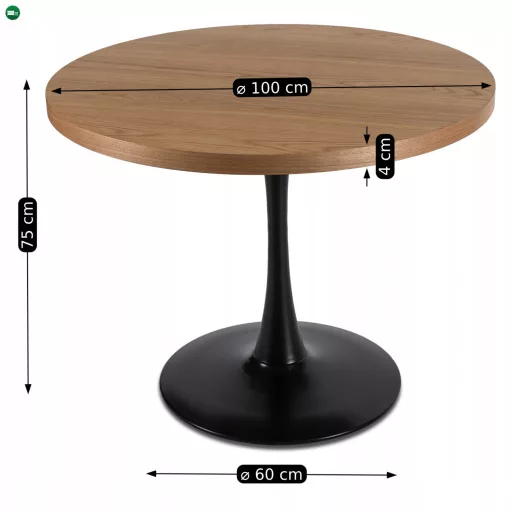 Étkezőasztal 100 cm arany tölgy / fekete színkombinációban – LINO