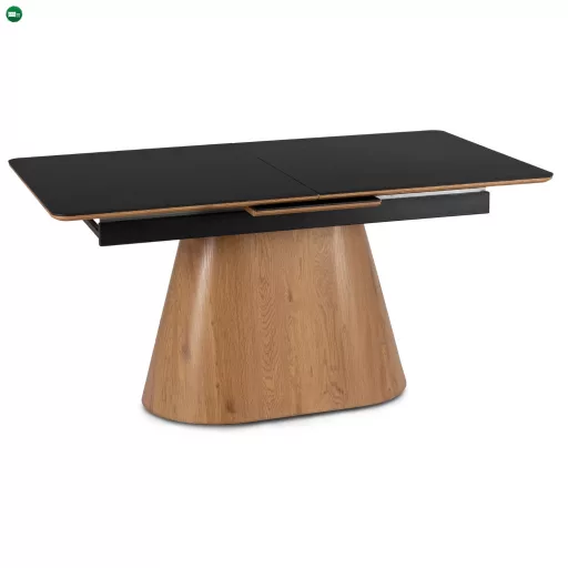 Kihúzható kerámia étkezőasztal 160–200 cm méretben, fekete/tölgy színben LIZBONA