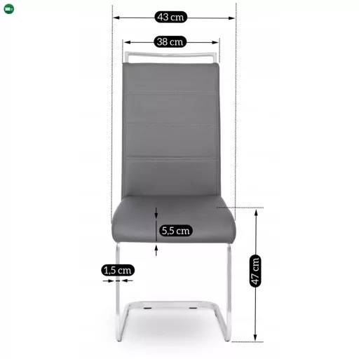 Szék szürke színben, műbőr kárpitozással. LOCA