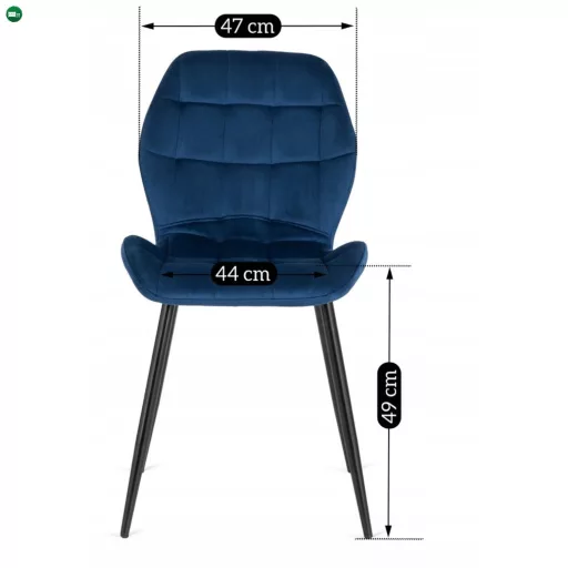 Szék sötétkék színben, bársony kárpittal. LUCKY