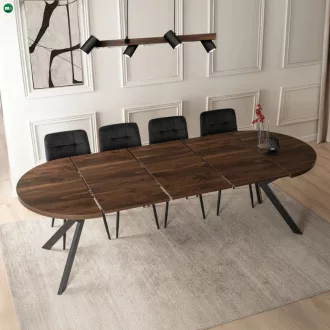   Bővíthető étkezőasztal Dió/Fekete színben. 100-250 cm Lukas
