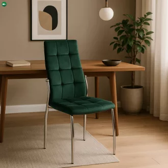 Szék zöld színben, bársony kárpittal. MOLLY