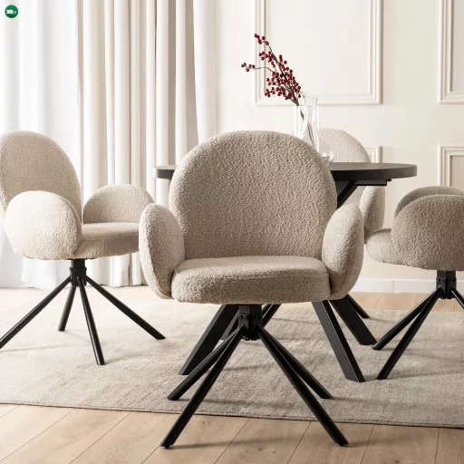 Forgószék bézs bouclé kárpittal – MUSSO