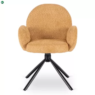   Forgó szék mustársárga színben, bouclé kárpittal. MUSSO