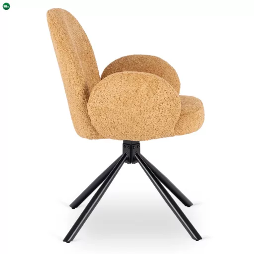 Forgó szék mustársárga színben, bouclé kárpittal. MUSSO