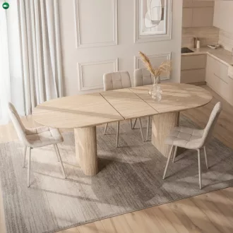   Kihúzható étkezőasztal 90–220 cm méretben, travertin színben OVAL