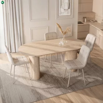   Kihúzható étkezőasztal 90–220 cm méretben, travertin színben OVAL