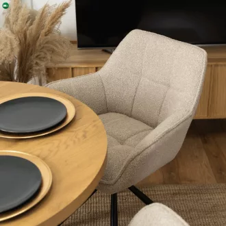Forgó szék bézs színben, bouclé kárpittal, PEONY