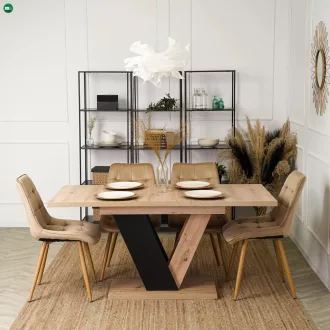   Bővíthető étkezőasztal 120–160 cm Artisan tölgy / fekete színkombinációban – CLARK