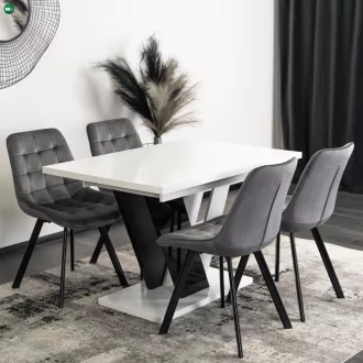   Bővíthető étkezőasztal 120–160 cm fehér / fekete magasfényű kivitelben – CLARK