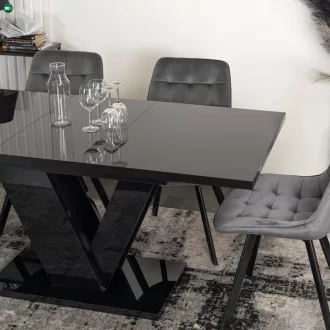   Bővíthető étkezőasztal 120–160 cm fekete magasfényű kivitelben – CLARK