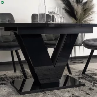   Bővíthető étkezőasztal 120–160 cm fekete magasfényű kivitelben – CLARK