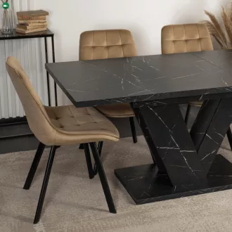   Bővíthető étkezőasztal 120–160 cm fekete márvány hatású kivitelben – CLARK