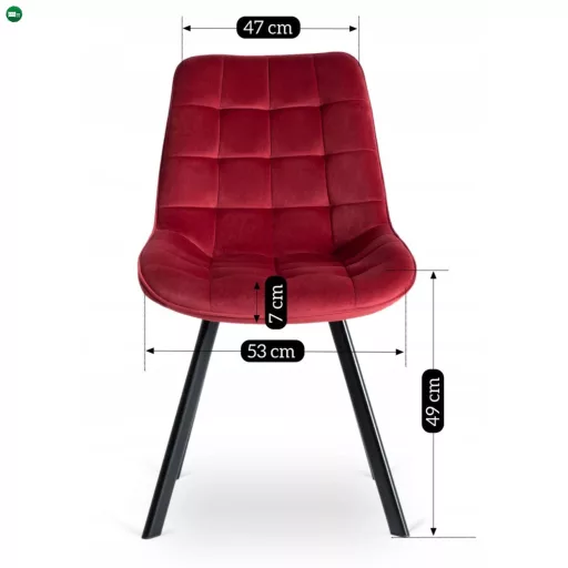 Szék bordó színben, bársony kárpittal RICK