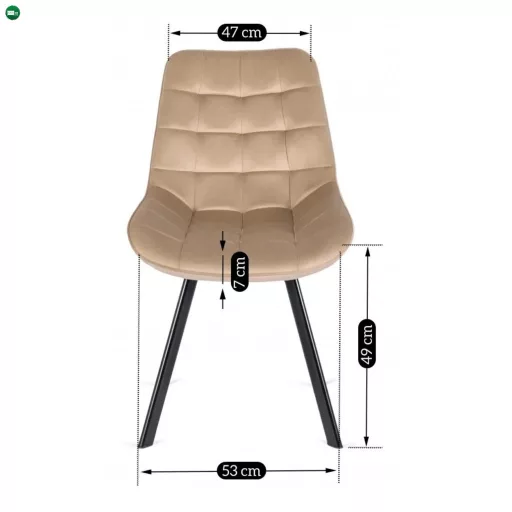 Szék bézs színben, bársony kárpittal RICK