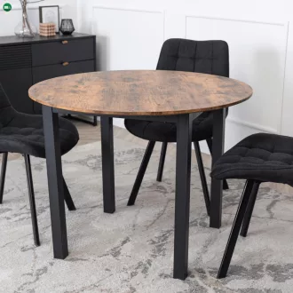   Étkezőasztal 100 cm méretben, rusztikus tölgy/fekete színben TEO