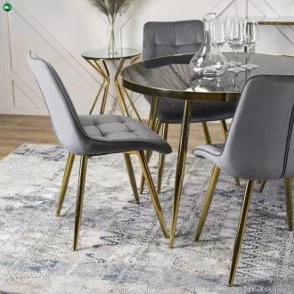   Üveg étkezőasztal 100 cm méretben, fekete/arany színben TINGA
