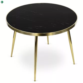   Üveg étkezőasztal 100 cm méretben, fekete/arany színben TINGA